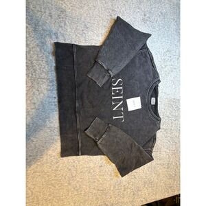 SEINT Distressed Charcoal Gray‎ Graphic Sweatshirt Women's Size S NWT